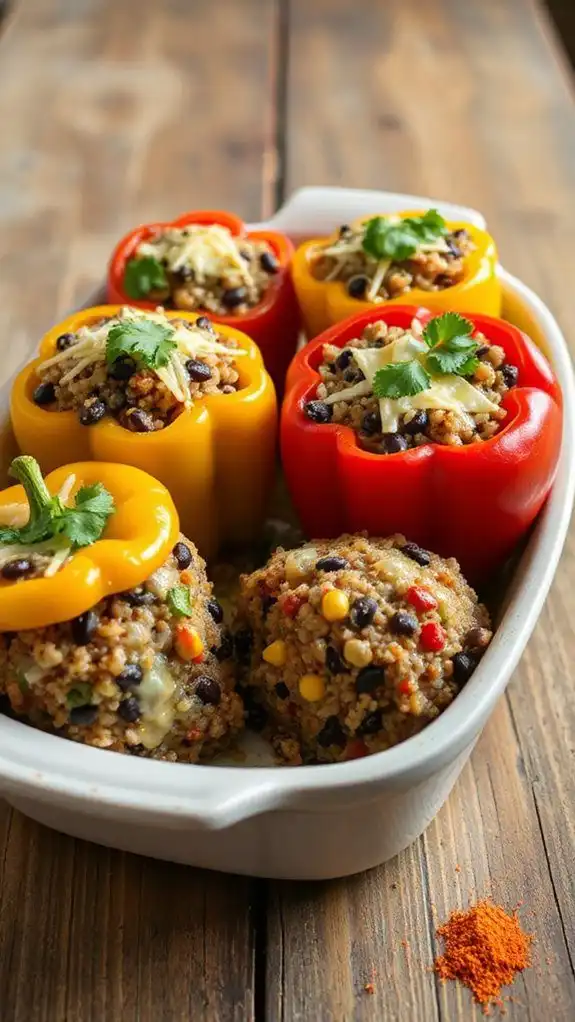 quinoa stuffed black bean peppers