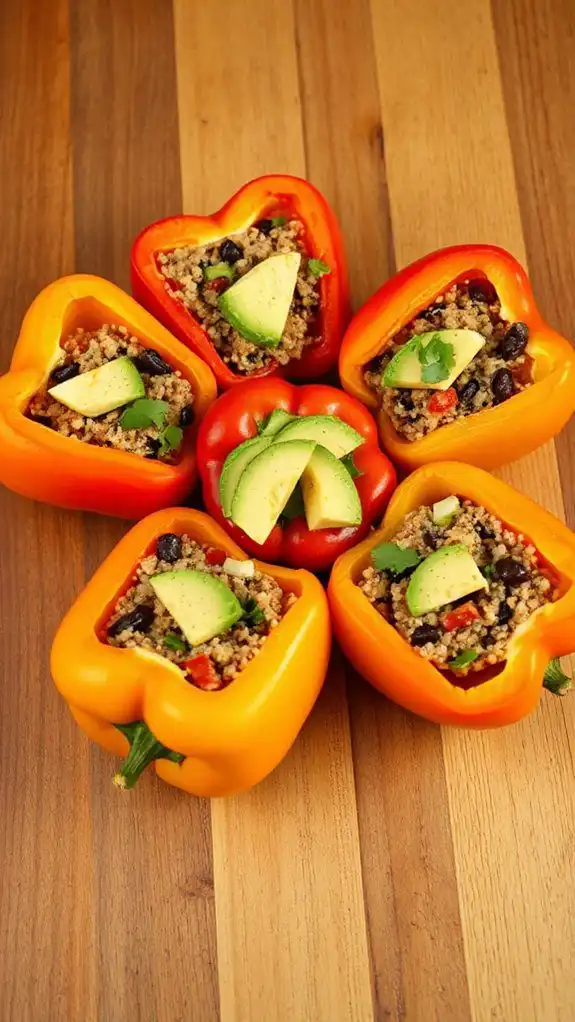 quinoa stuffed black bean peppers