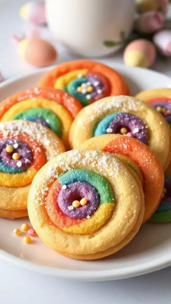 rainbow themed shortbread cookies