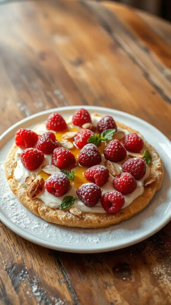 raspberry almond dessert flatbread