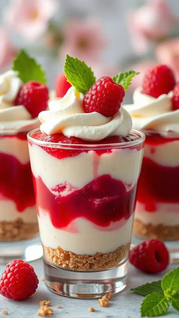 raspberry cheesecake dessert shooters