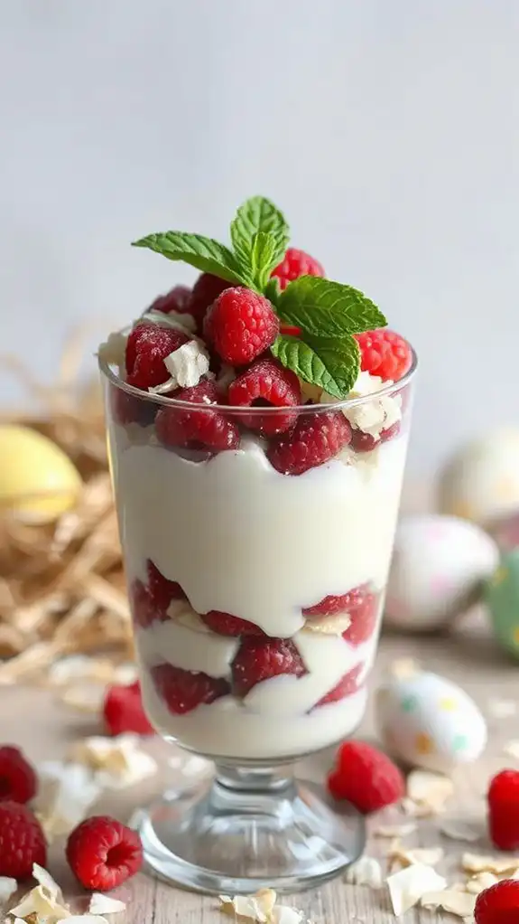 raspberry coconut parfait layers