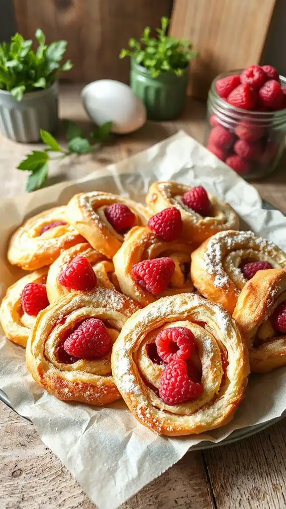 raspberry filled almond pastries