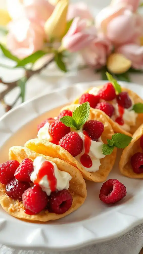 raspberry filled cheesecake dessert taco
