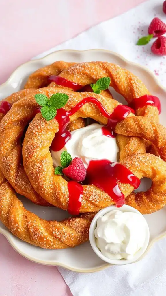 raspberry filled cinnamon churros