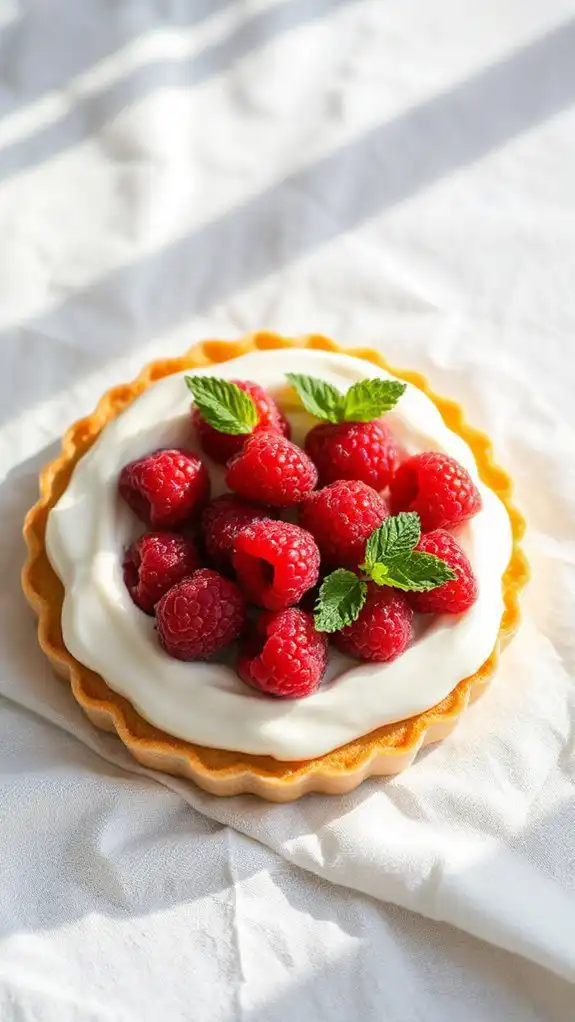 raspberry filled cream dessert tart
