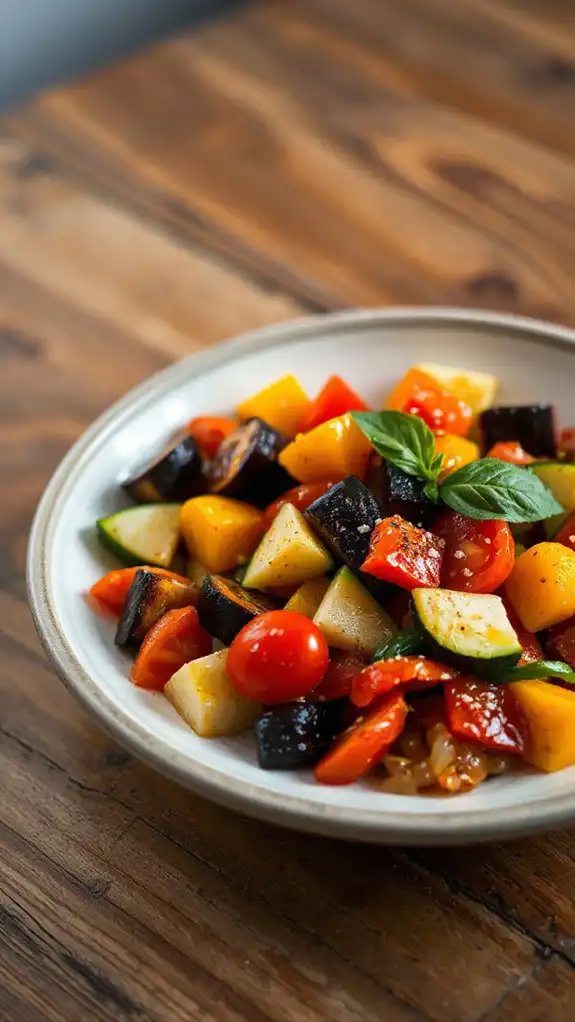 ratatouille adorned with basil