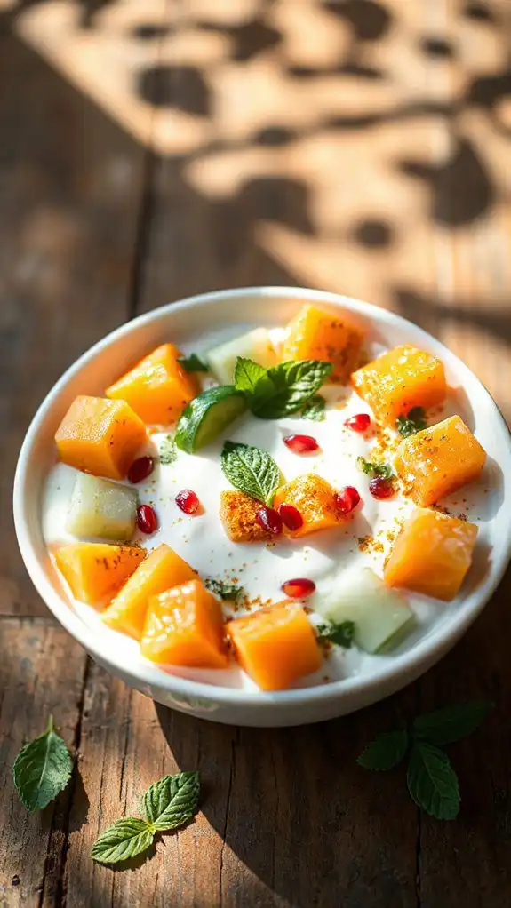 refreshing melon cucumber raita