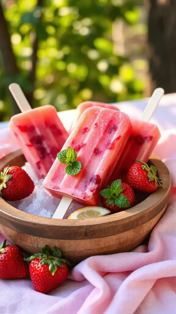 refreshing strawberry lemon popsicles