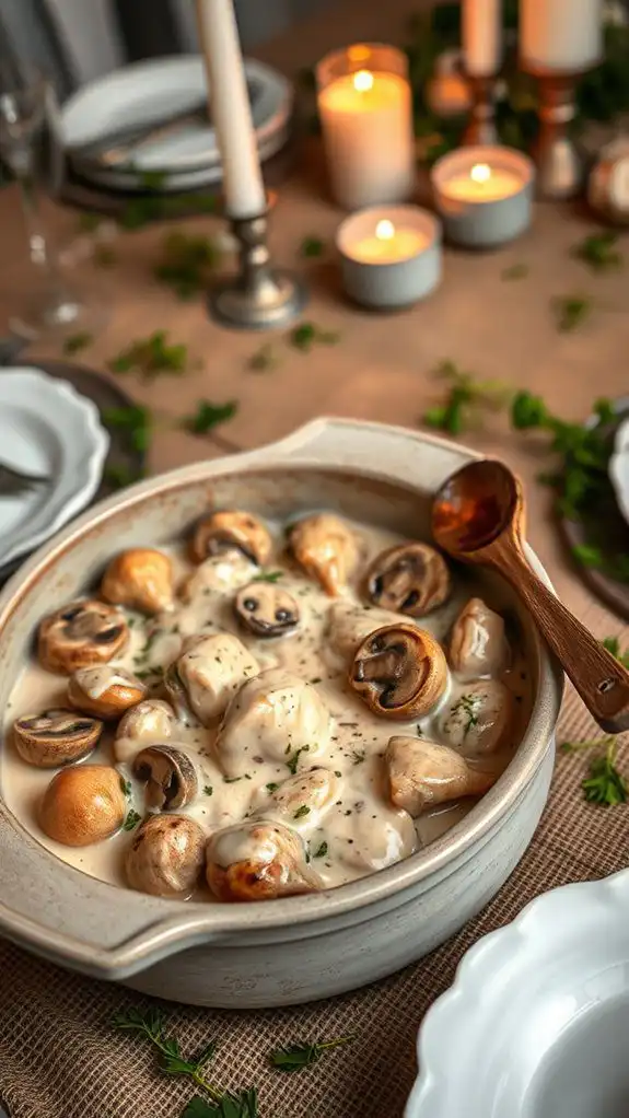 rich mushroom chicken bake