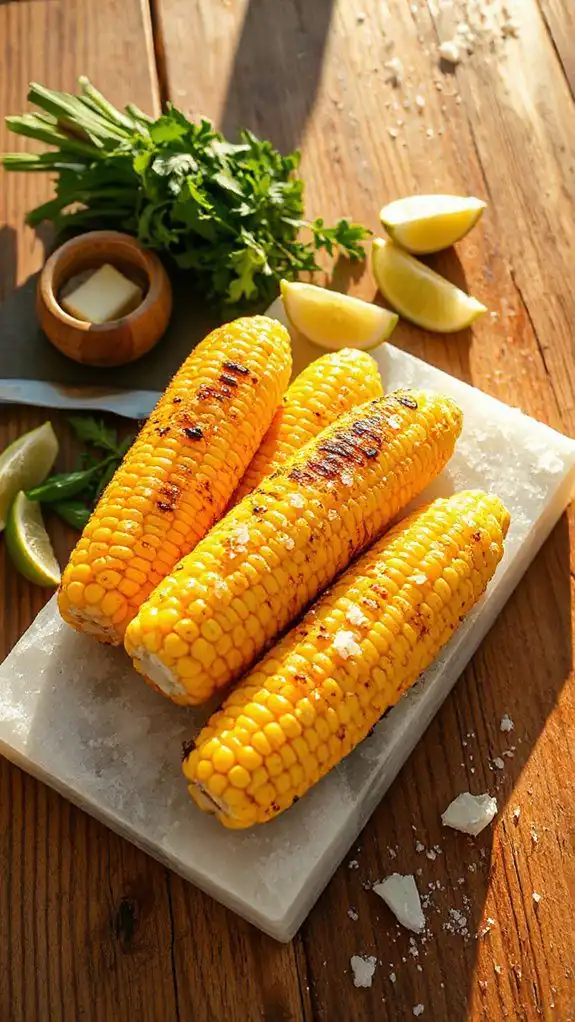 roasted corn on salt block