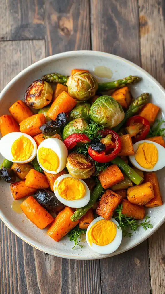 roasted vegetables with eggs