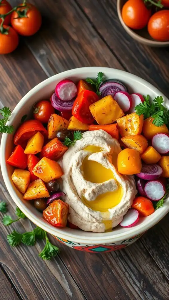 roasted veggies with hummus