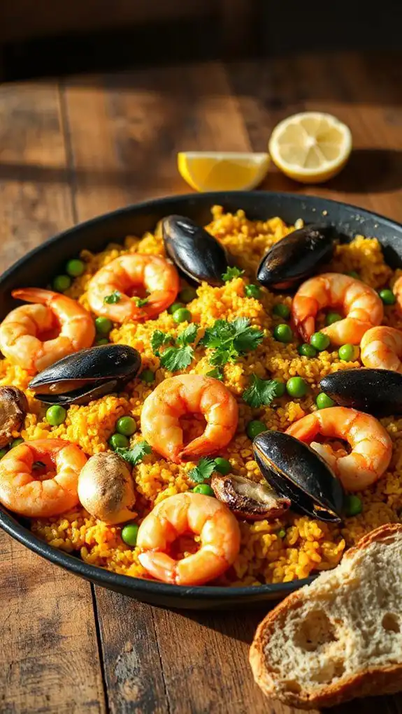 saffron infused seafood rice dish
