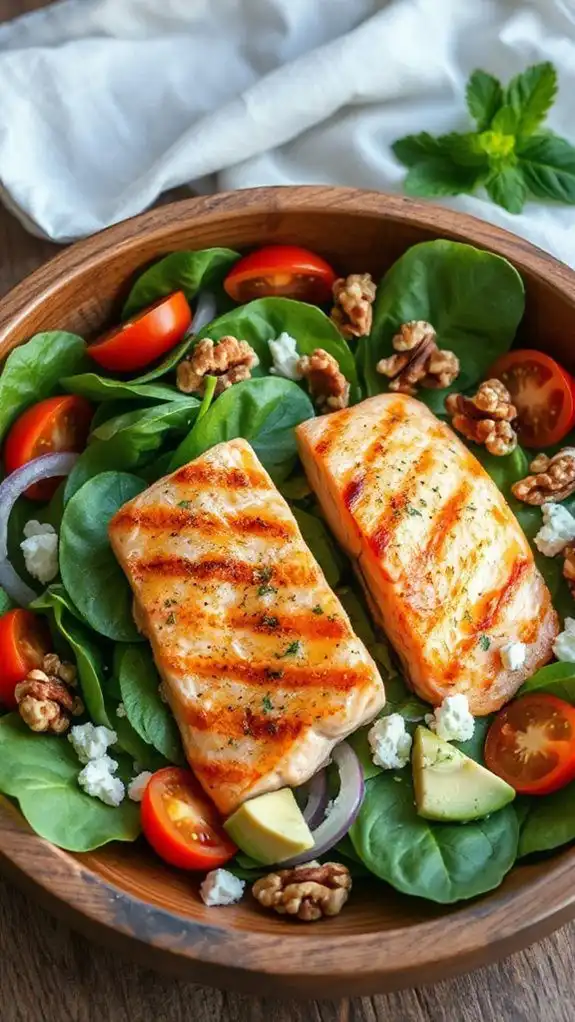 salmon and spinach salad