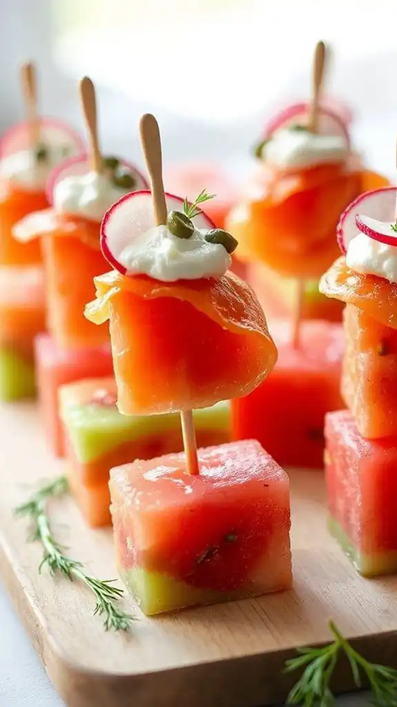 salmon and watermelon appetizers