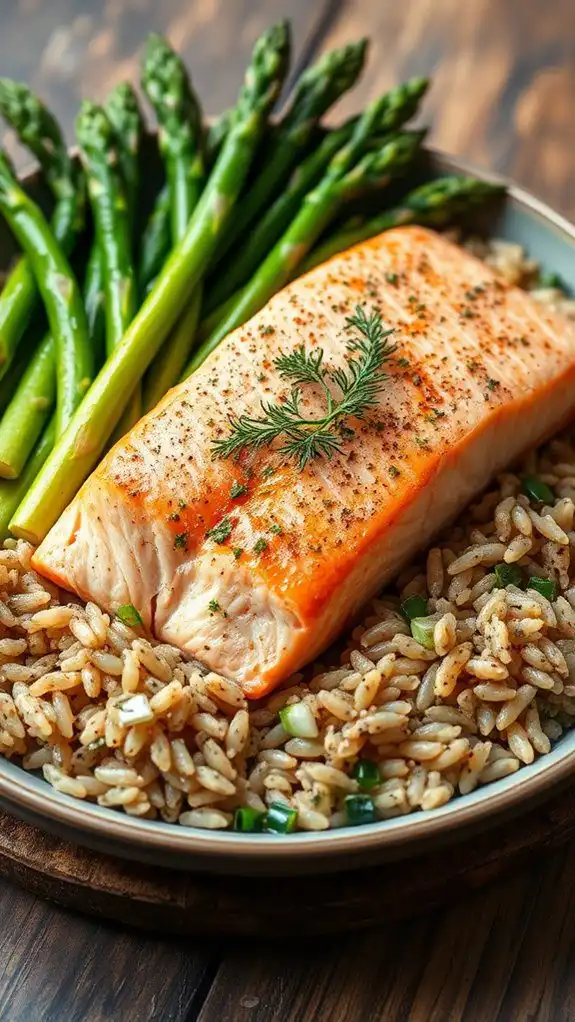 salmon asparagus brown rice