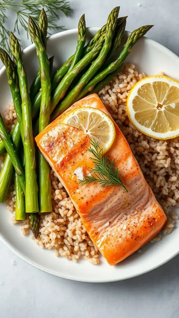 salmon asparagus brown rice