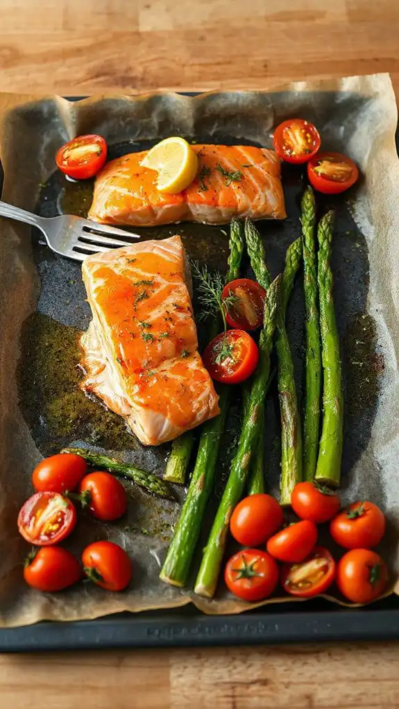 salmon asparagus cherry tomatoes