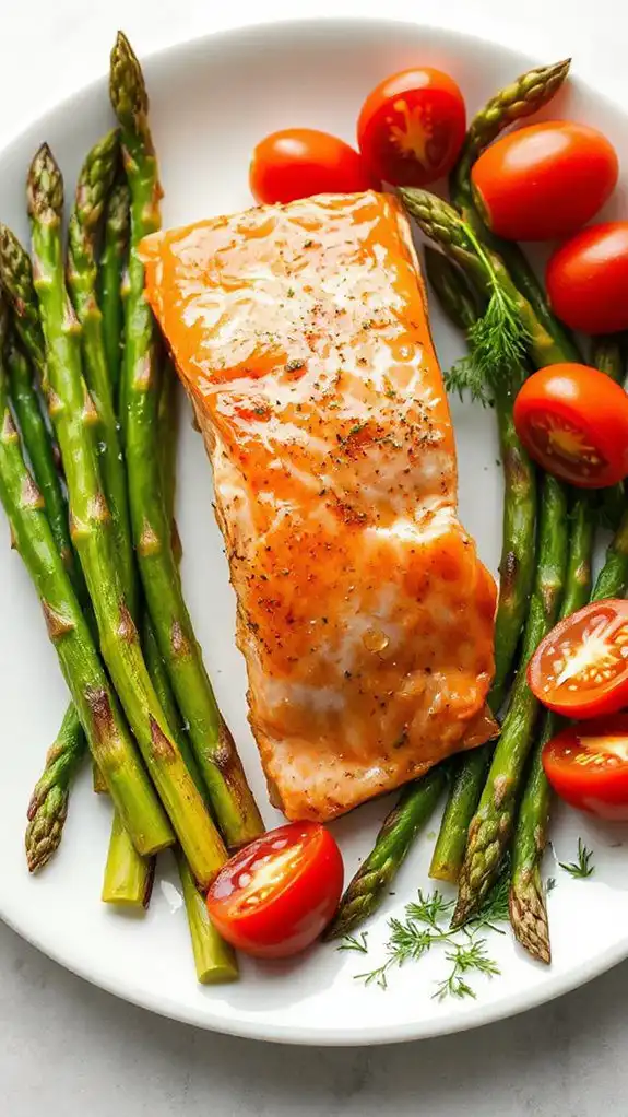 salmon asparagus cherry tomatoes