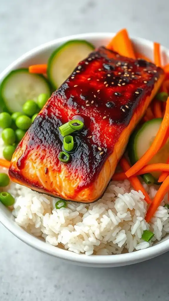 salmon bowls with teriyaki