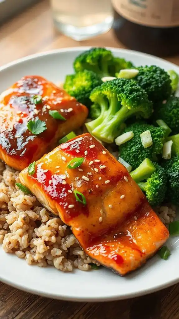 salmon broccoli brown rice