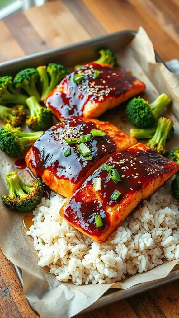 salmon broccoli rice dish