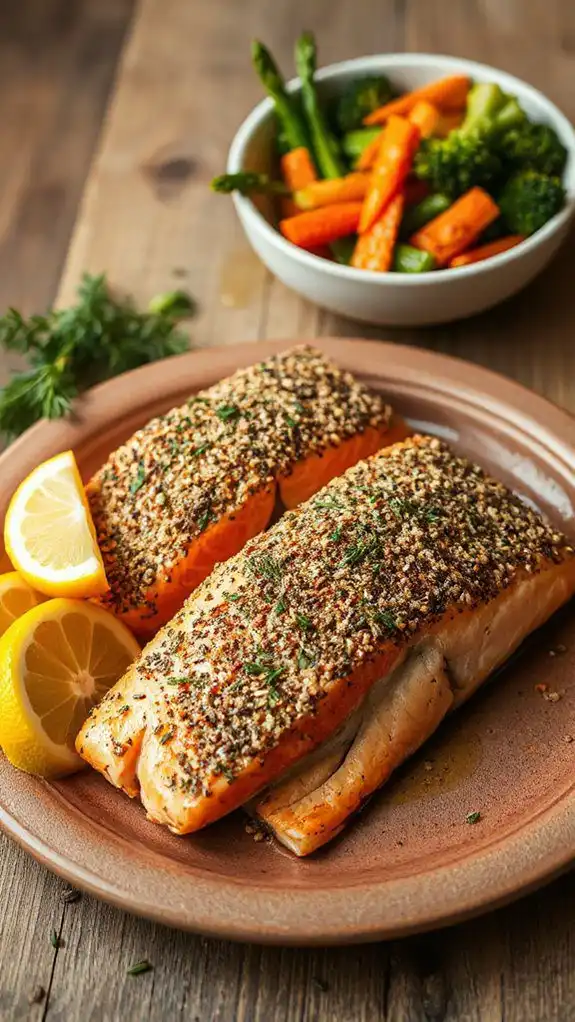 salmon coated with chia