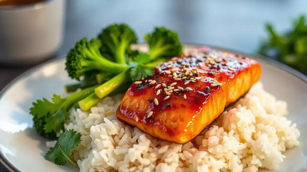 salmon cooked in teriyaki salmon cooked in teriyaki