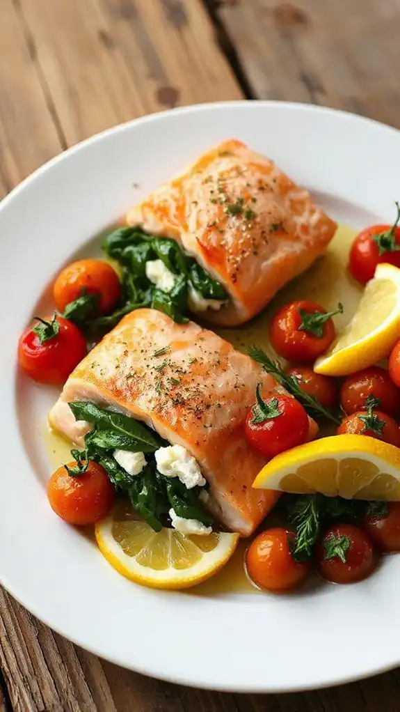 salmon filled with spinach