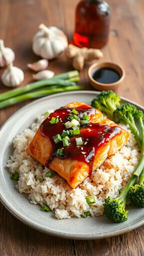 salmon glazed with teriyaki salmon glazed with teriyaki