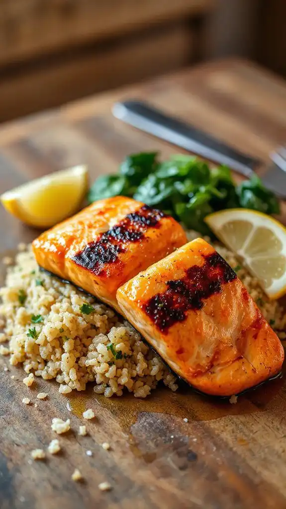 salmon quinoa spinach dish