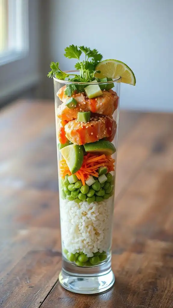 salmon rice parfait recipe