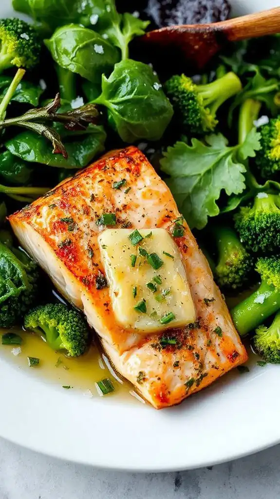 salmon topped with herb butter