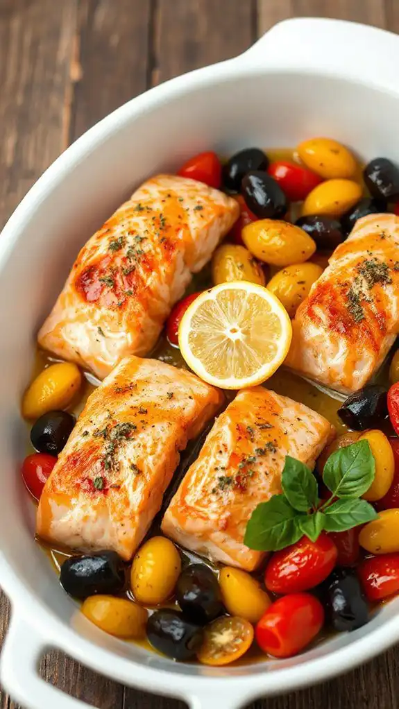 salmon topped with olives salmon topped with olives
