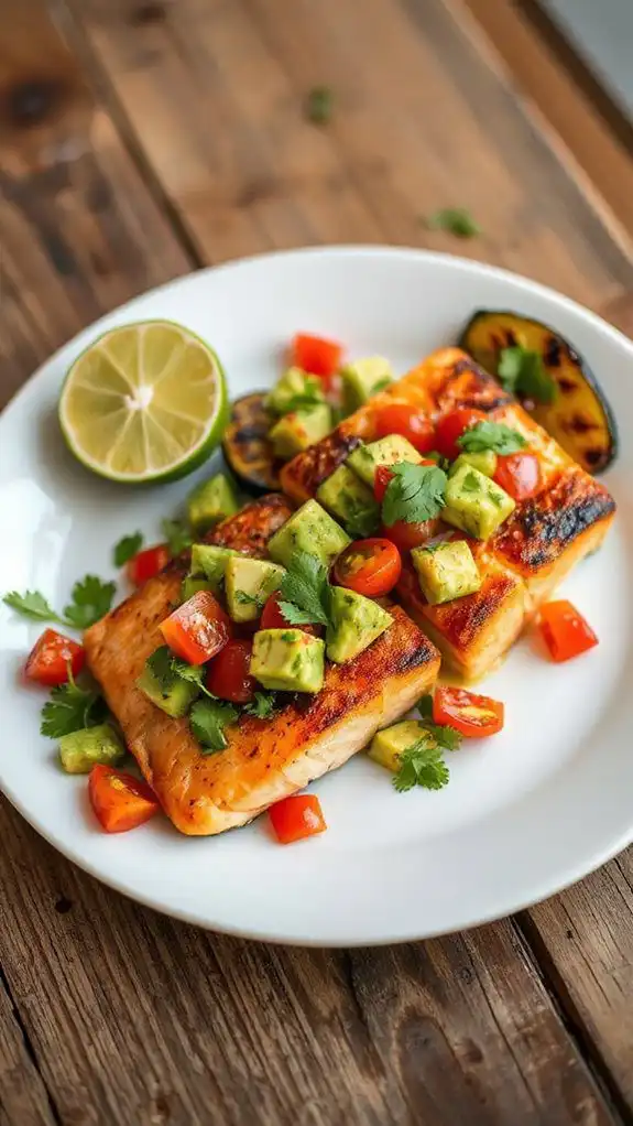 salmon topped with salsa