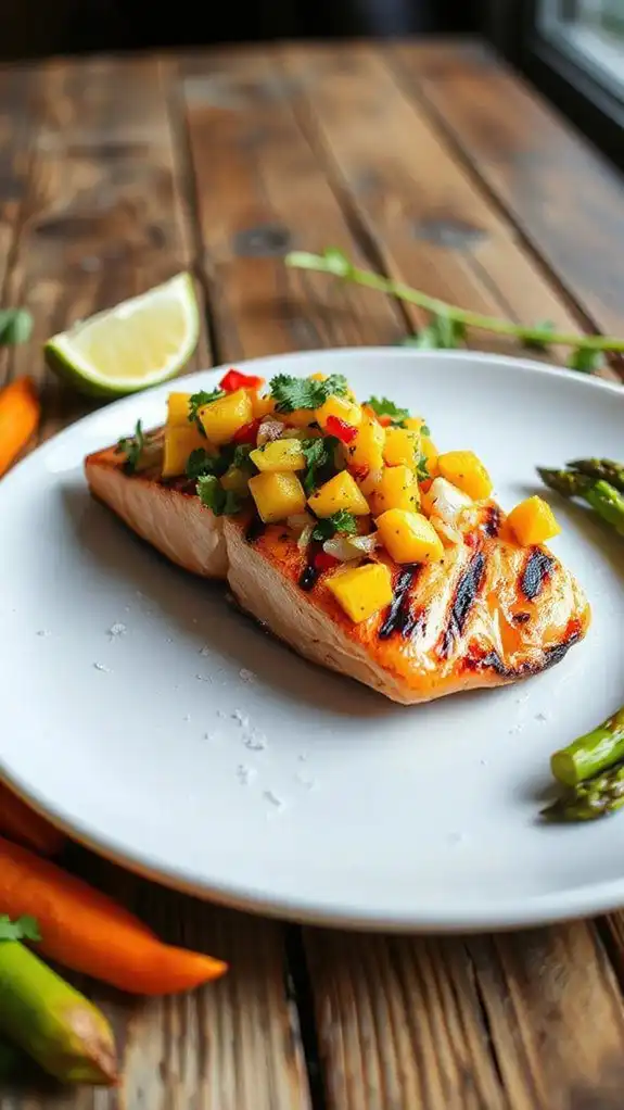 salmon topped with salsa