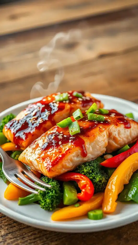 salmon with air fried vegetables