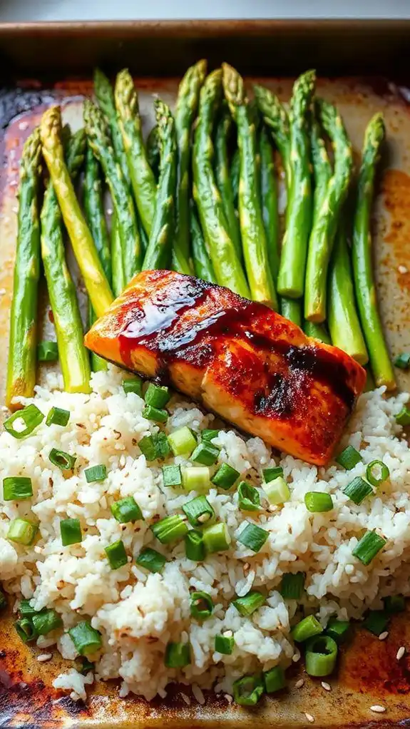 salmon with asparagus rice