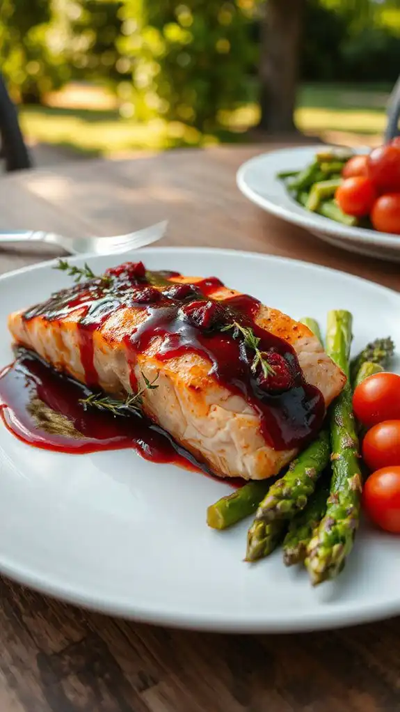 salmon with raspberry glaze