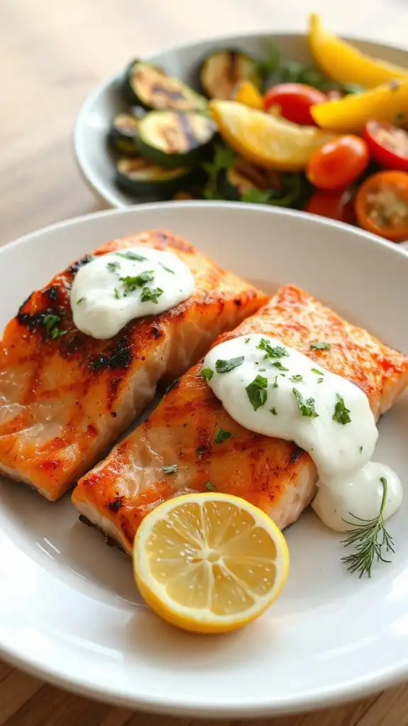 salmon with yogurt sauce salmon with yogurt sauce