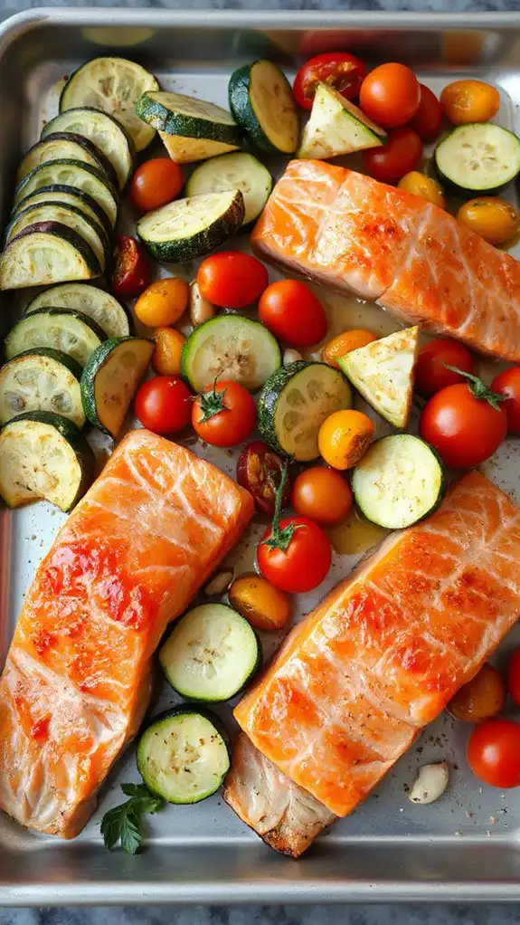 salmon with zucchini tomatoes