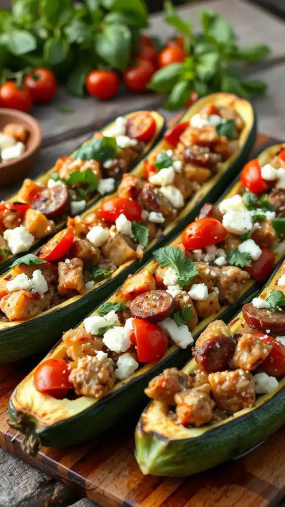 sausage and feta zucchini