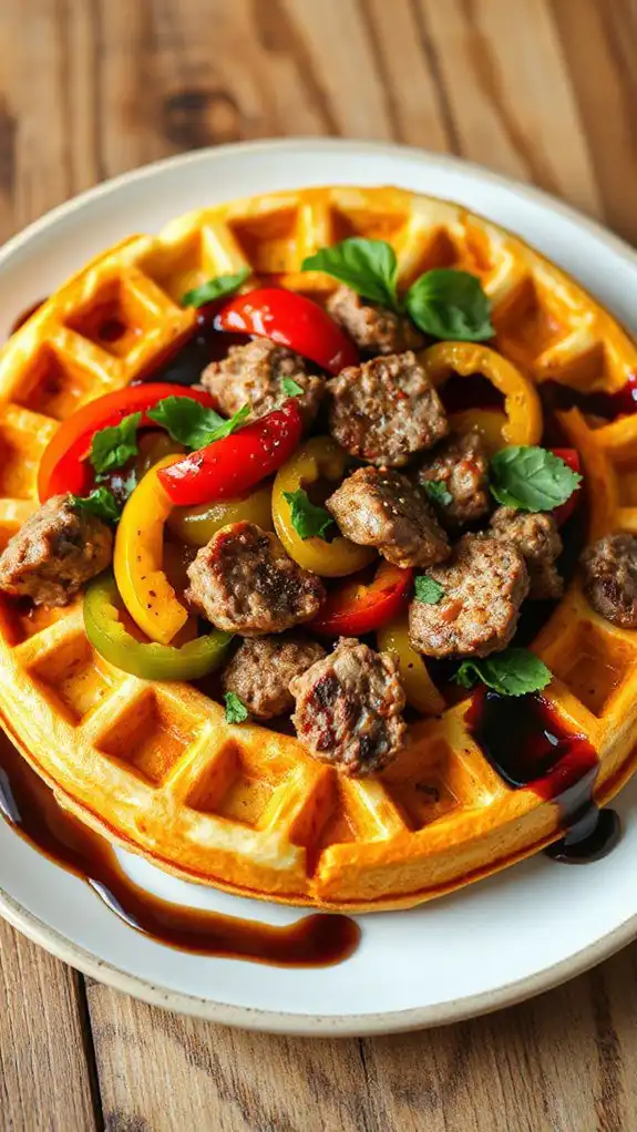 sausage and peppers waffles
