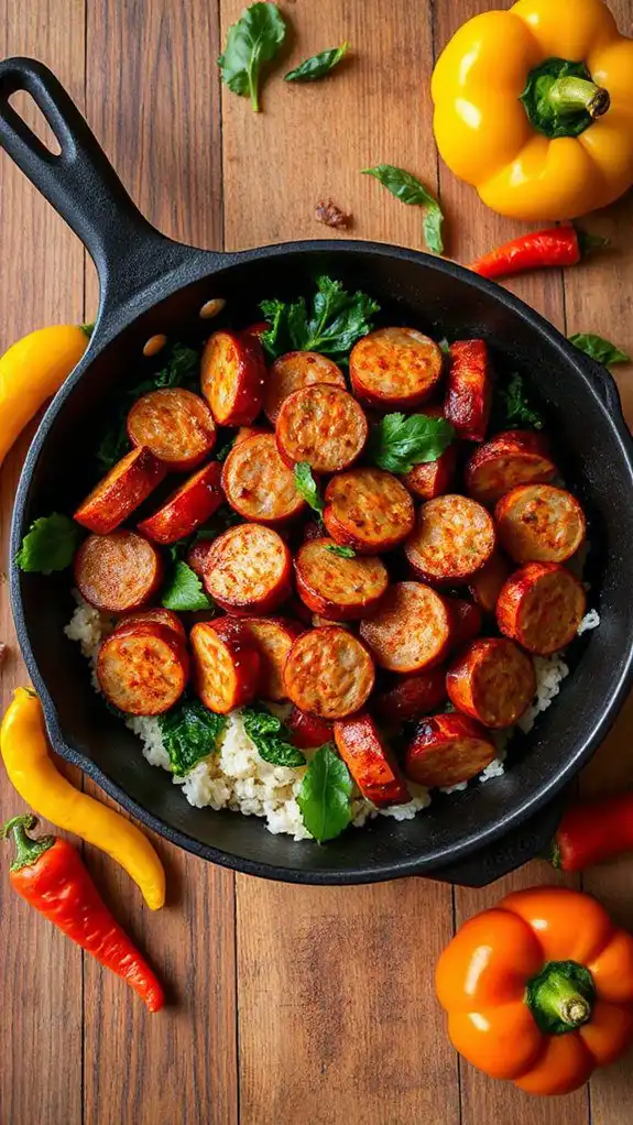 sausage cauliflower rice skillet
