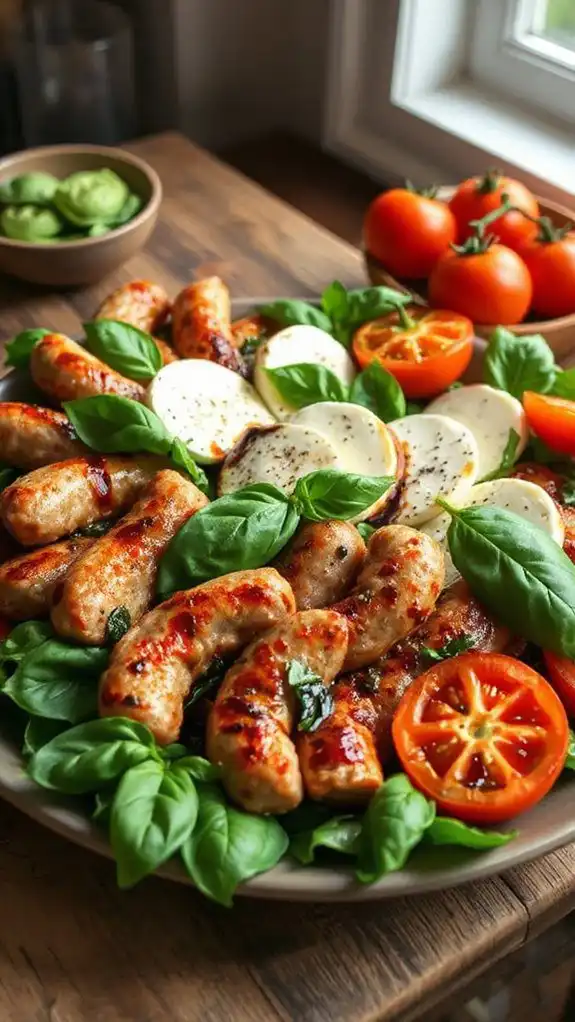 sausage filled caprese salad