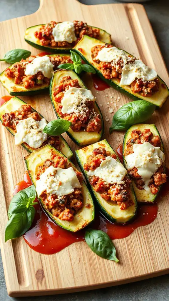sausage filled zucchini boat dish sausage filled zucchini boat dish