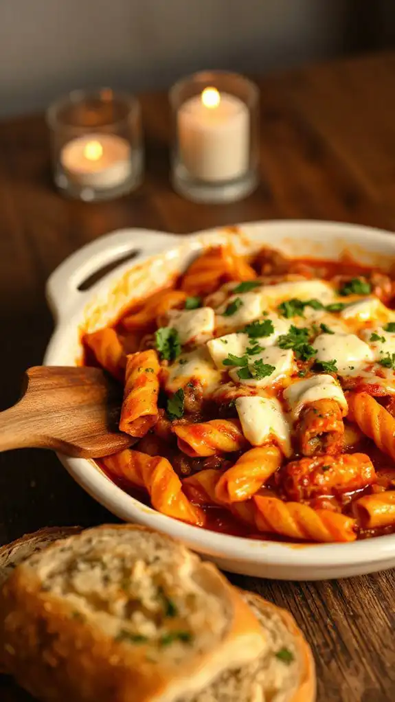 sausage mozzarella baked ziti