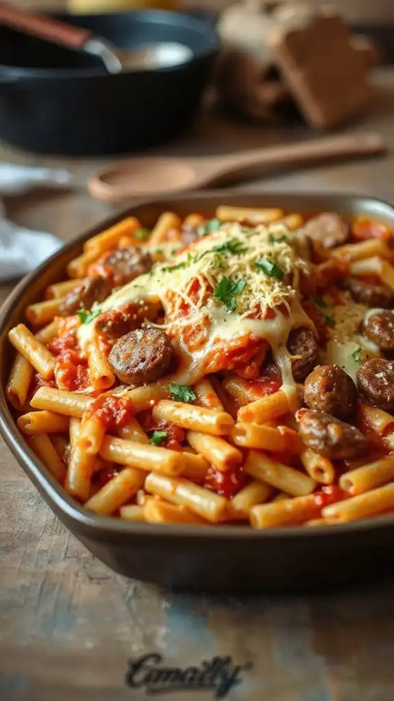 sausage mozzarella baked ziti