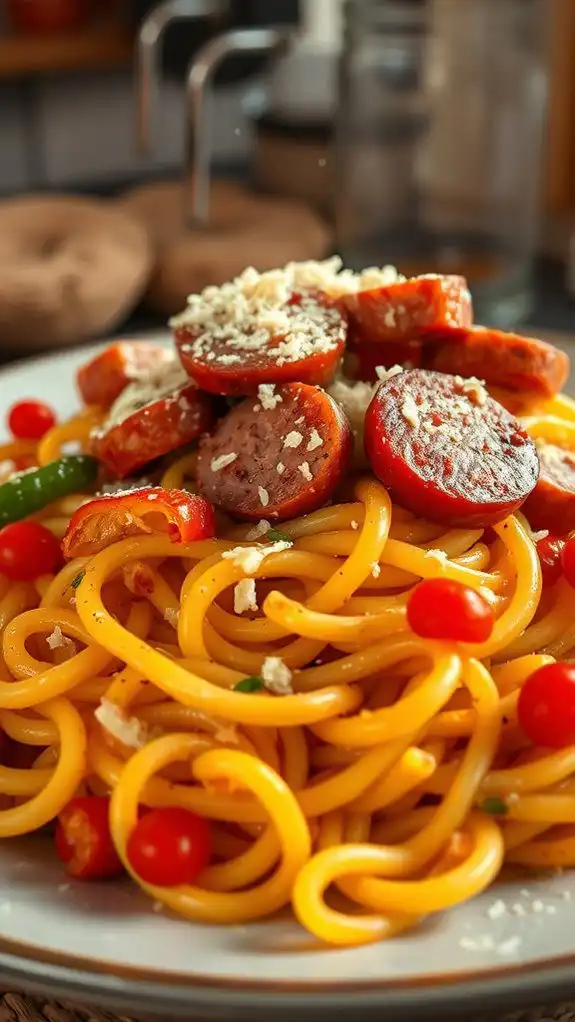 sausage peppers pasta dish